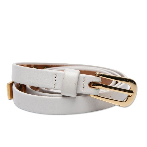 Vintage Beverly Hamburg Leather Skinny Belt PARIS Stamp Gold White 90s Canada - Picture 5 of 12